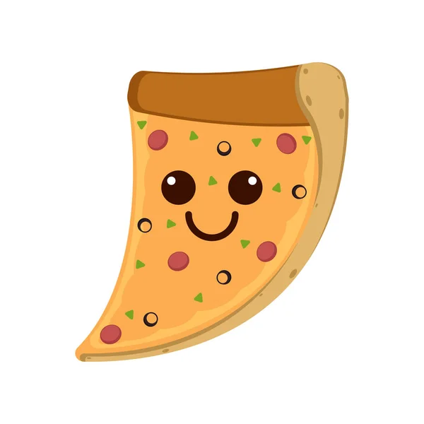 Fatia feliz isolada de emote de pizza —  Vetores de Stock