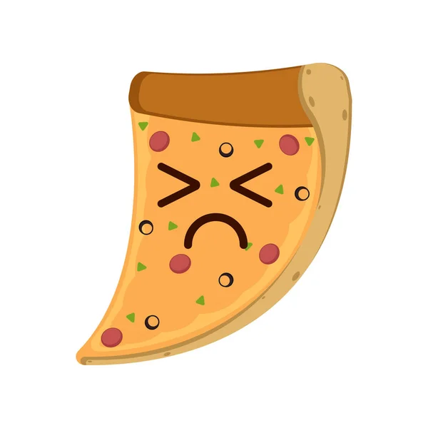 Aislado triste rebanada de pizza emote — Archivo Imágenes Vectoriales