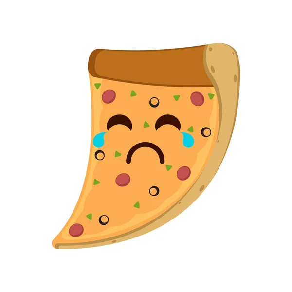 Emotikony na białym tle płacz kawałek pizzy — Wektor stockowy
