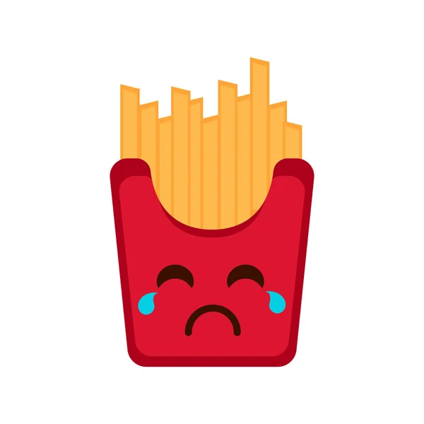 Geïsoleerde huilende Franse frietjes emote — Stockvector