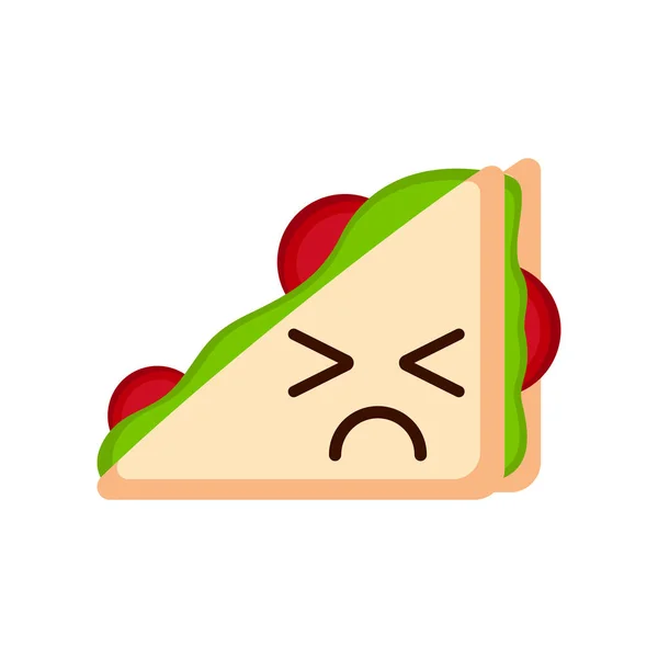 İzole üzgün sandviç emote — Stok Vektör