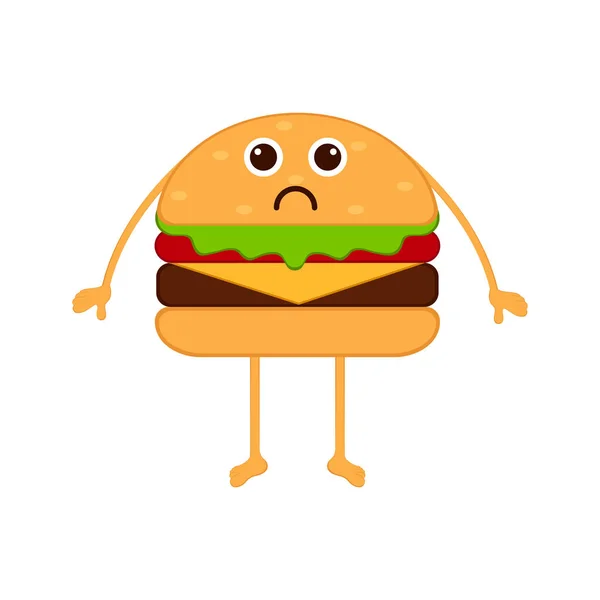Emote de hambúrguer triste isolado — Vetor de Stock