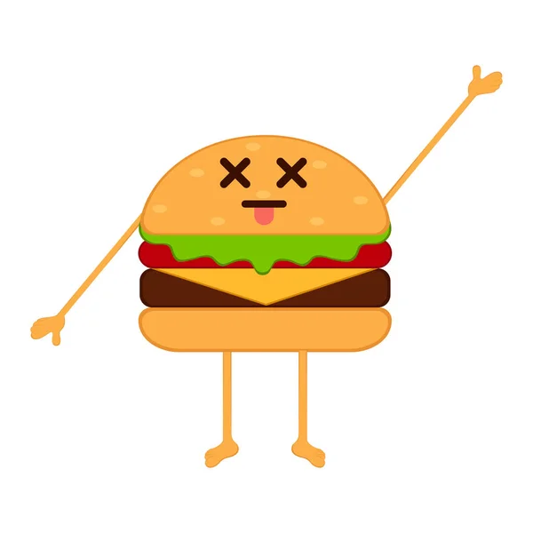 Emote de hambúrguer morto isolado — Vetor de Stock