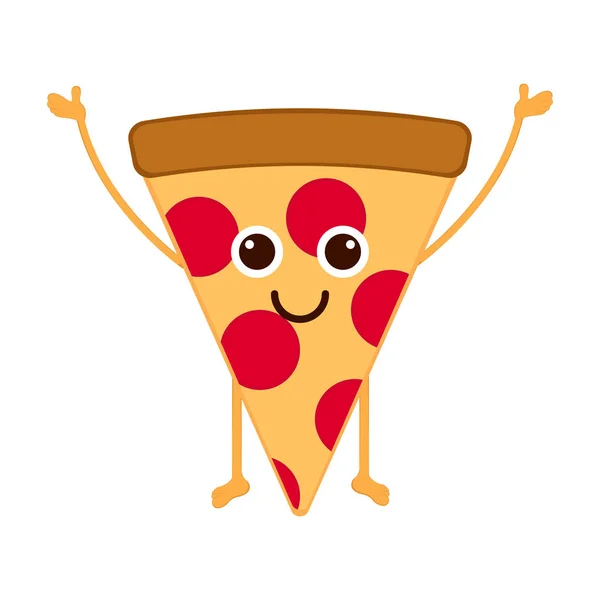 ピザの孤立した幸せなスライスをエモートします。 — ストックベクタ