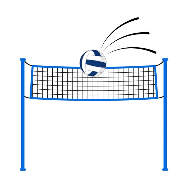 Balle de volley sur un filet — Image vectorielle