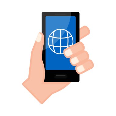 Bir smartphone bir tarayıcı uygulaması ile tutan el