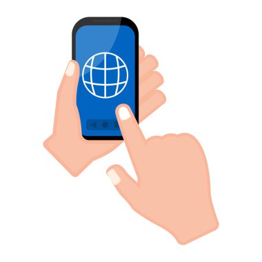 Bir smartphone bir tarayıcı uygulaması ile tutan el