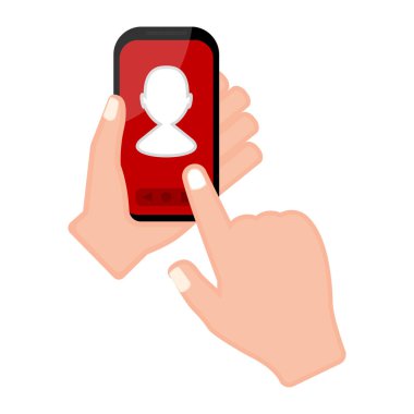 Bir smartphone bir profil uygulaması ile tutan el