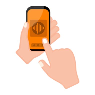 Bir smartphone bir ses uygulaması ile tutan el
