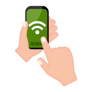 Bir smartphone bir wifi simgesi ile tutan el