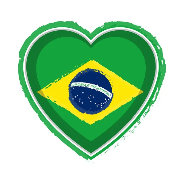 Herzförmige Flagge Brasiliens — Stockvektor