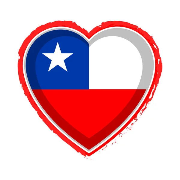 Bandera en forma de corazón de Chile — Archivo Imágenes Vectoriales