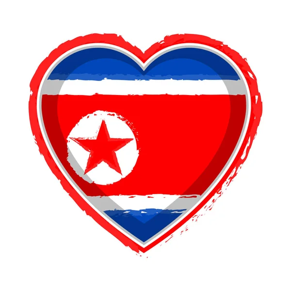 Bandiera a forma di cuore della Corea del Nord — Vettoriale Stock