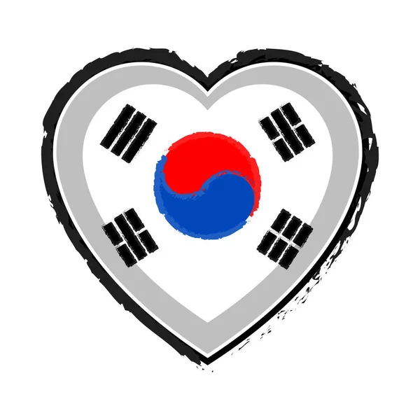 Bandeira em forma de coração da Coreia do Sul — Vetor de Stock