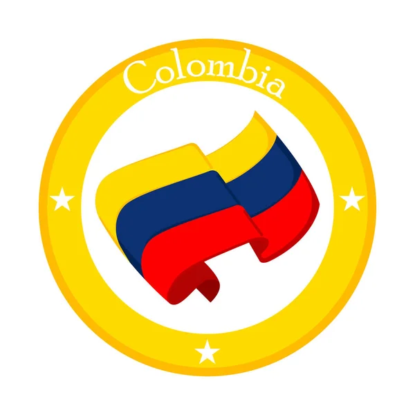Bandera de Colombia en una etiqueta — Archivo Imágenes Vectoriales