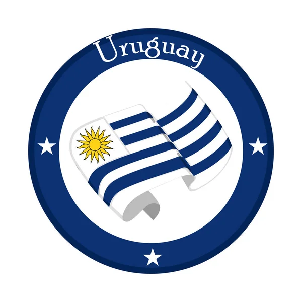 Drapeau de l'Uruguay sur une étiquette — Image vectorielle