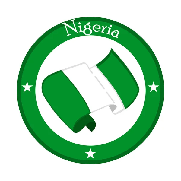 Bandeira da Nigéria em um rótulo — Vetor de Stock