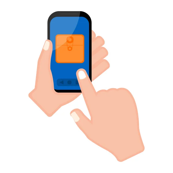 Χέρι που κρατάει ένα smartphone με ένα εικονίδιο φακέλου — Διανυσματικό Αρχείο