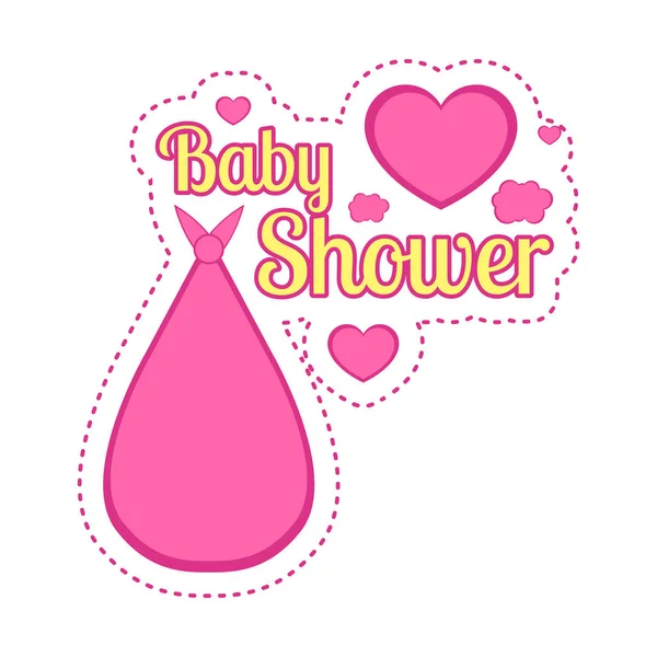 Babyduschetikett mit Storchentragetasche — Stockvektor