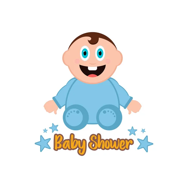 Baby dusch etikett med en baby — Stock vektor