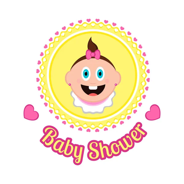 Etiqueta de ducha de bebé con un bebé — Vector de stock