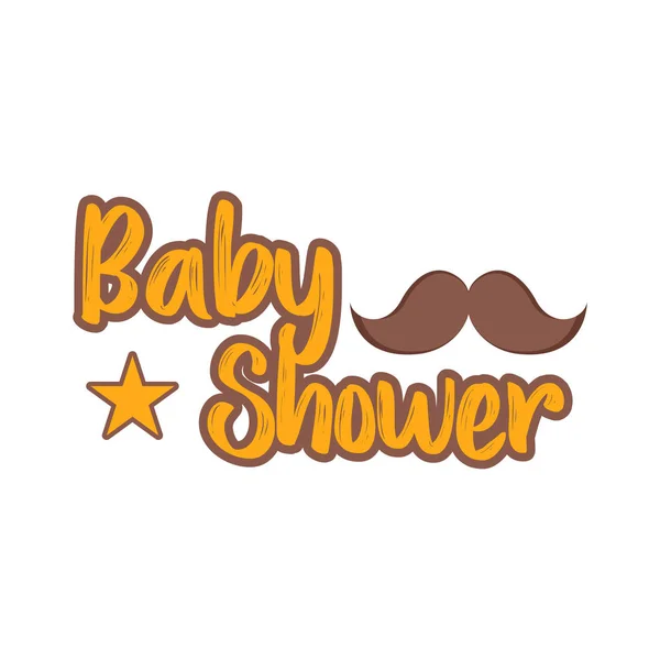 Etiqueta de ducha de bebé con bigote — Vector de stock