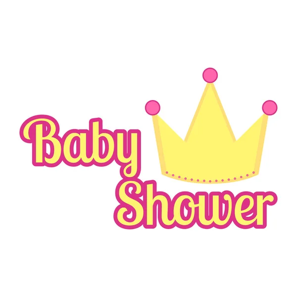 Etiqueta de ducha de bebé con una corona — Vector de stock