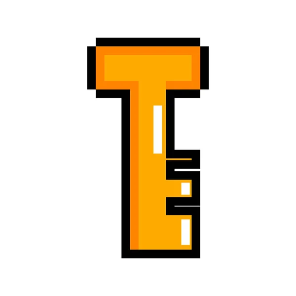 Icono de clave dorada pixelada aislada — Archivo Imágenes Vectoriales