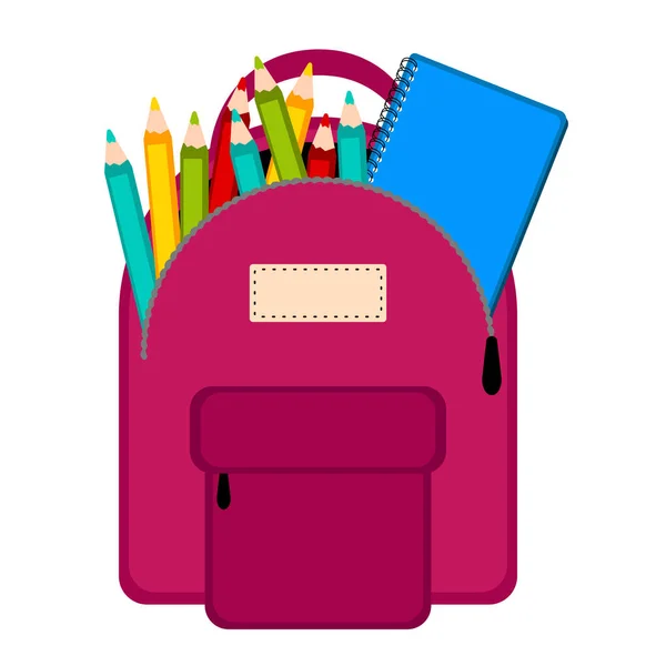 Tasche mit Schulmaterial — Stockvektor