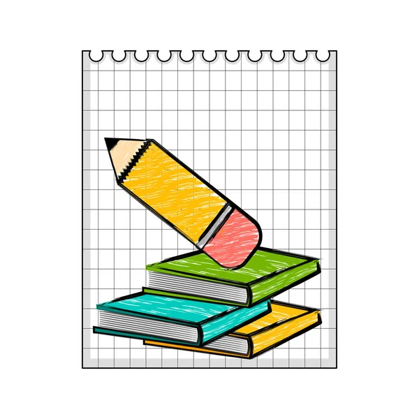 Paper with a sketch of books. Back to school — Stock Vector