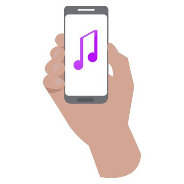 Akıllı telefon simgesini tutan el.