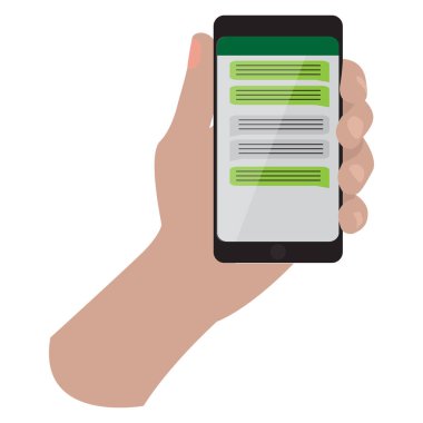 Akıllı telefon simgesini tutan el.