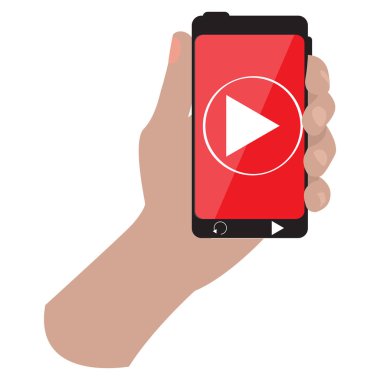 Akıllı telefon simgesini tutan el.