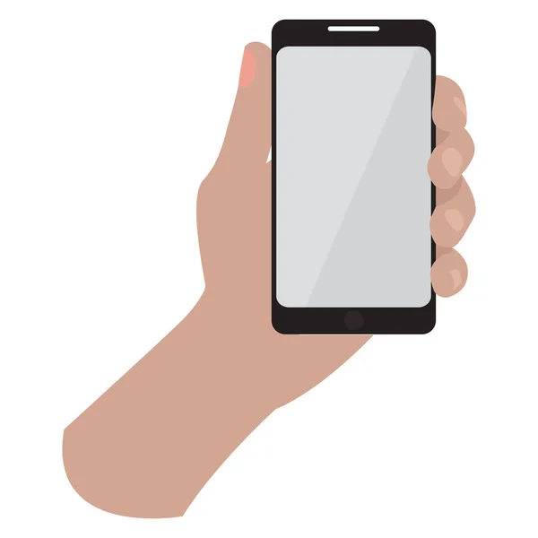 Hand holding a smartphone icon — Stock Vector