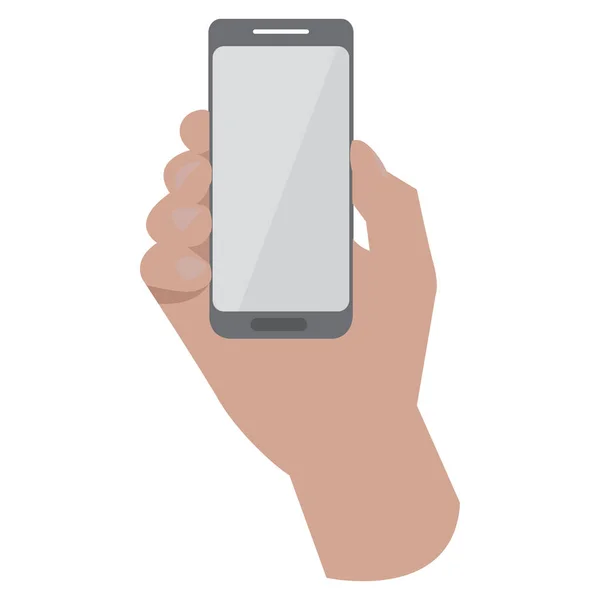 Hand holding a smartphone icon — Stock Vector