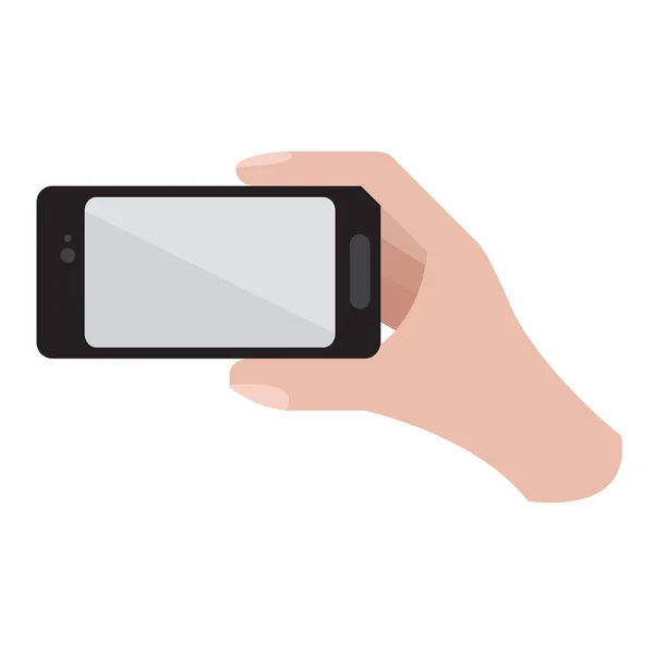 Hand holding a smartphone icon — Stock Vector