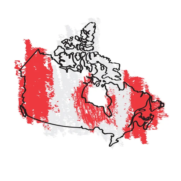 Sketch of a map of Canada — Stock Vector