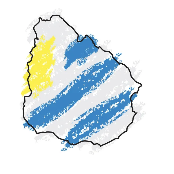 Sketch of a map of Uruguay — Stock Vector