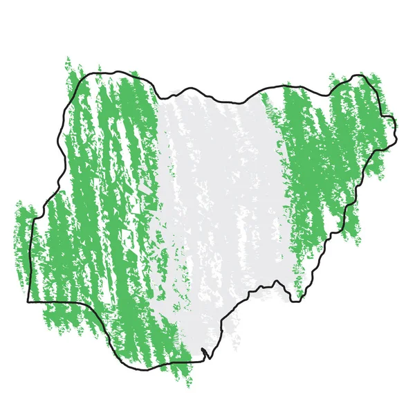 Bosquejo de un mapa de Nigeria — Vector de stock