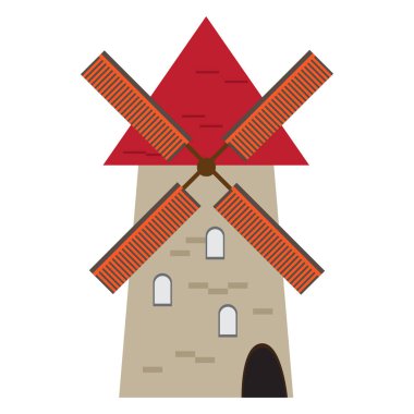 İzole Ortaçağ rüzgar türbini bina simgesini