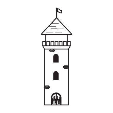 İzole Ortaçağ kule simgesi