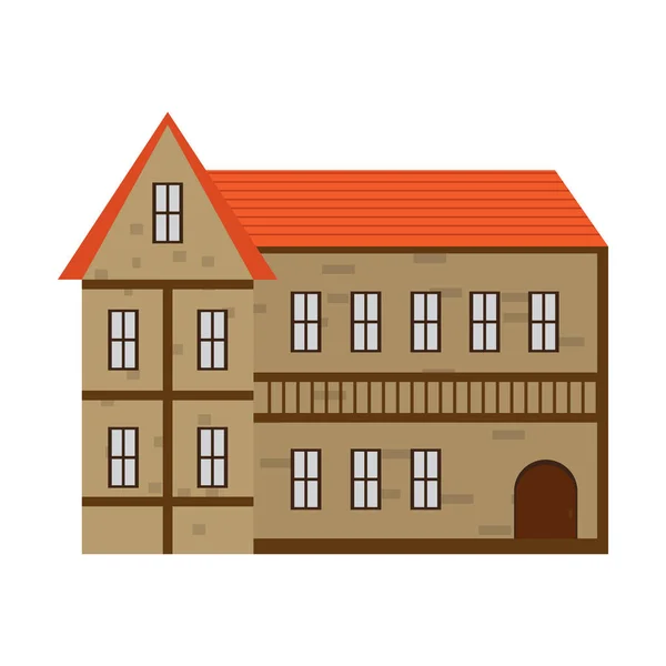 Icono de edificio medieval aislado — Vector de stock