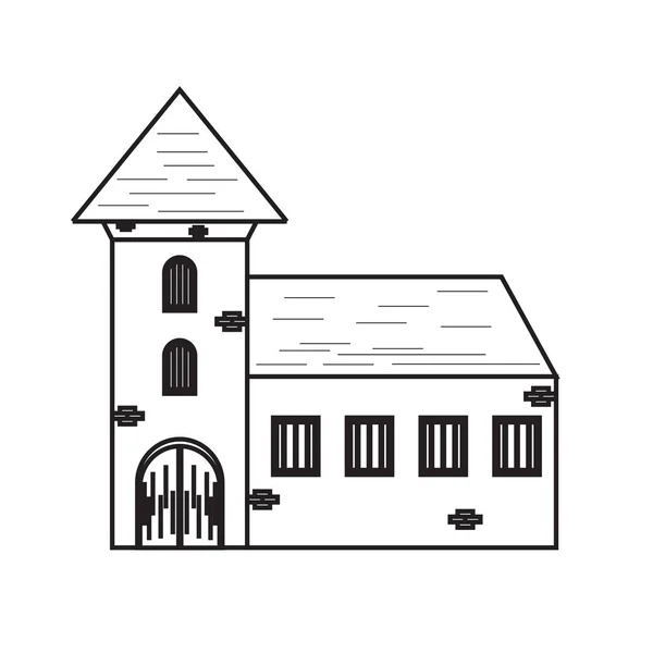 Icono de edificio medieval aislado — Vector de stock