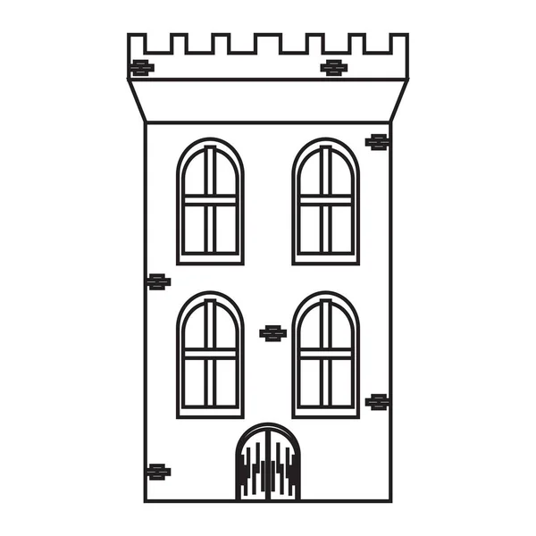 Icono de edificio medieval aislado — Vector de stock