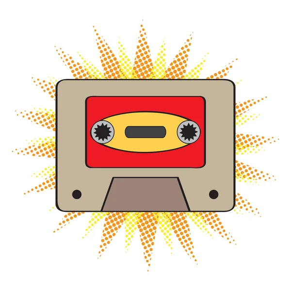 Isolated comic cassette icon — Stock Vector