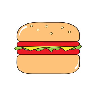 İzole komik burger simgesi