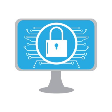 Bir ağ üzerindeki bir laptop ile Lockpad. Siber güvenlik