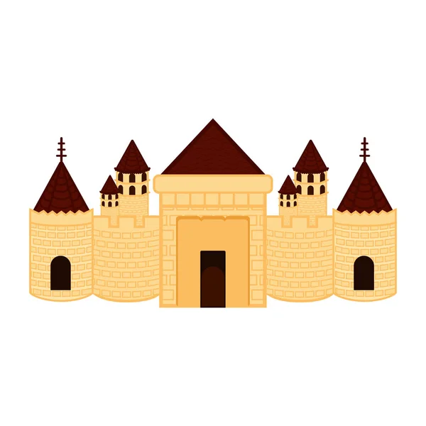 Edificio castillo medieval aislado — Vector de stock
