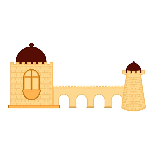 Edificio de puente medieval aislado — Vector de stock