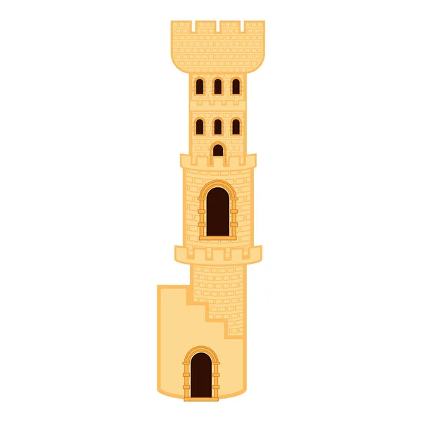 Edificio Torre Medieval Aislado Diseño Ilustración Vectorial — Archivo Imágenes Vectoriales